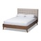 Baxton Studio Alinia Beige Upholstered Walnut Wood King Size Platform Bed 146-8170 - alternate 1